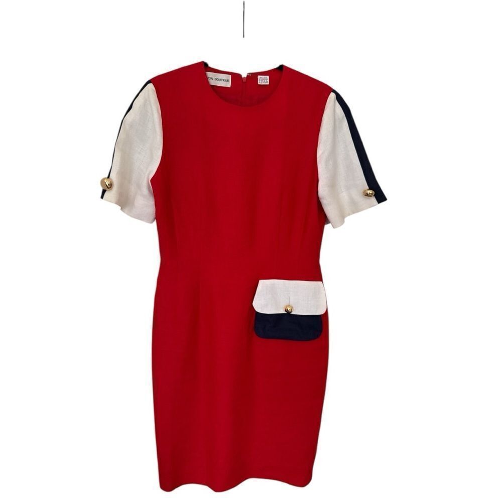 Vintage Nipon Boutique Linen Sheath Dress Size 6